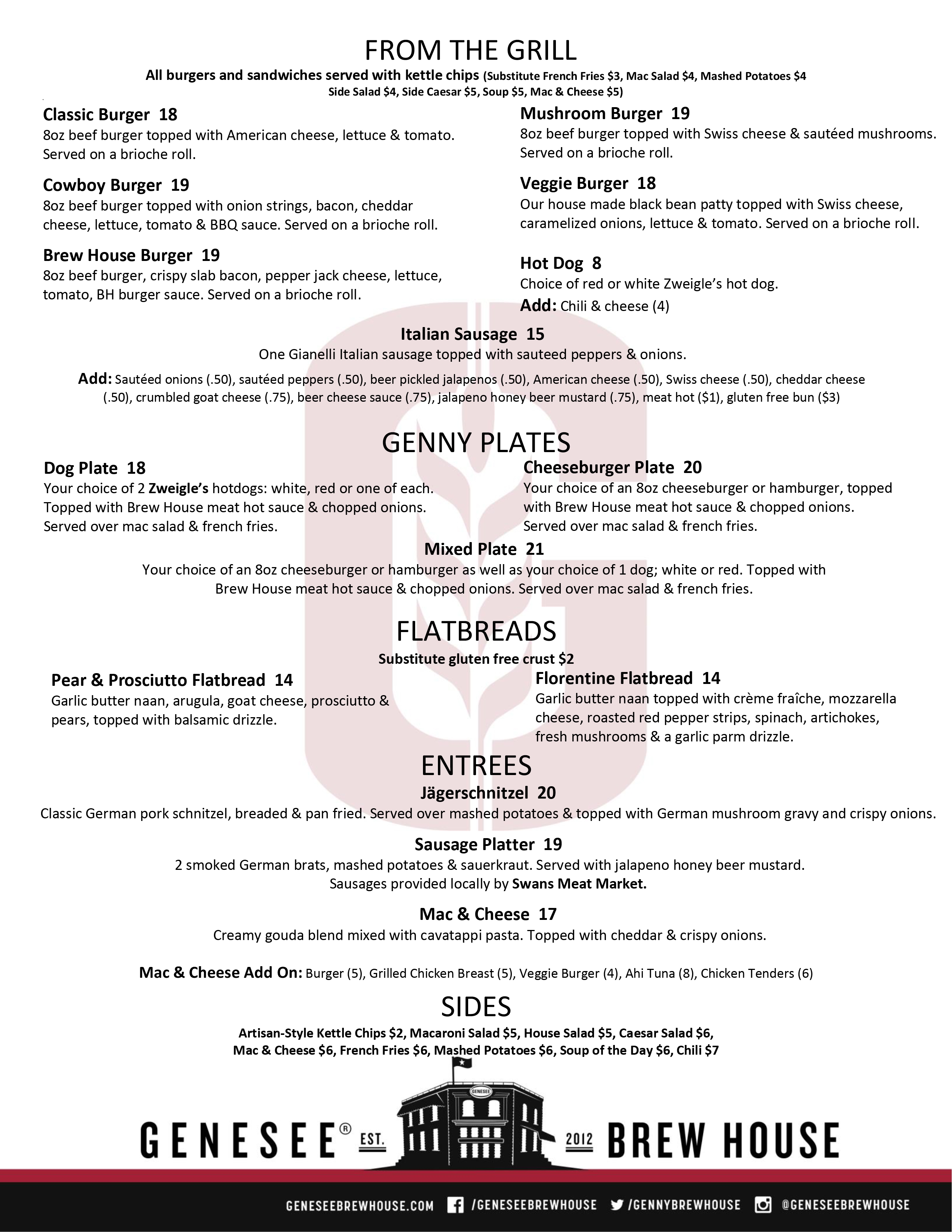 Brew House Menu Page 2